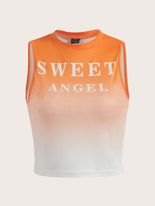 ICON Slogan Graphic Ombre Crop Tank Top