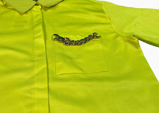 Pistachio Green Collar Pocke Design Shirt FD