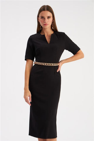 High Quality Half Sleeves Dress With Golden Chain FD