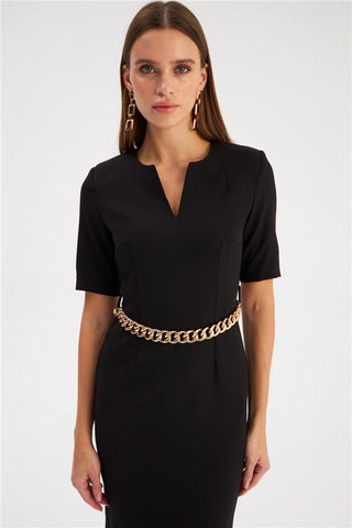 High Quality Half Sleeves Dress With Golden Chain FD