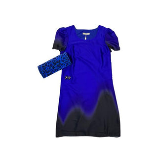 Ombre Style Half Sleeve Blue & Black Silk Dress FD