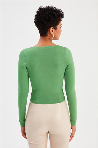 Knitwear-Open Square Neck Full Sleeves Top FD