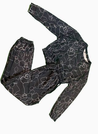 Jogger pants Trousers-Black with white Patterned FD