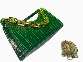 Chain Scalloped Bright Green Bag FD