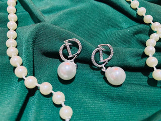 CD Stones & Pearl Silver Colour Stainless steel Earrings