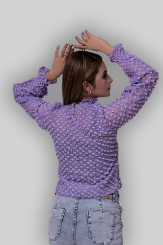 Mock Neck Full sleeves Mash Lilac Blouse FD