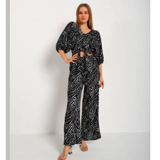 Printed Front Knot Shirt Pair With Matching pants , Co-Ord set FD