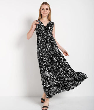 Zebra Print Sleeveless Long  Dress FD