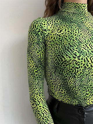 Green Print Jungle Pattern Top FD