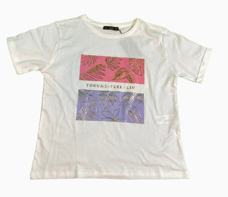 T Shirt Top Gold Line Front Print FD