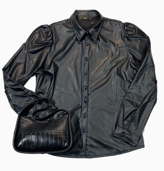 Leatherette Style Collar Design Shirt FD